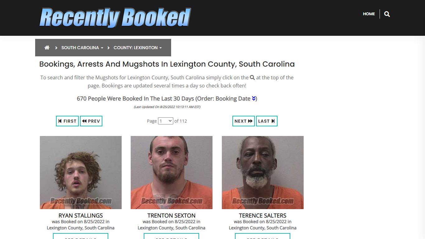 Recent bookings, Arrests, Mugshots in Lexington County, South Carolina