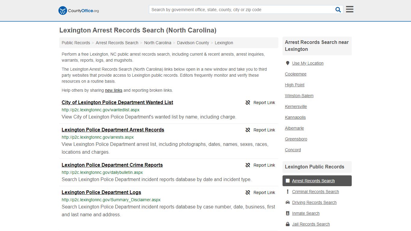 Arrest Records Search - Lexington, NC (Arrests & Mugshots) - County Office